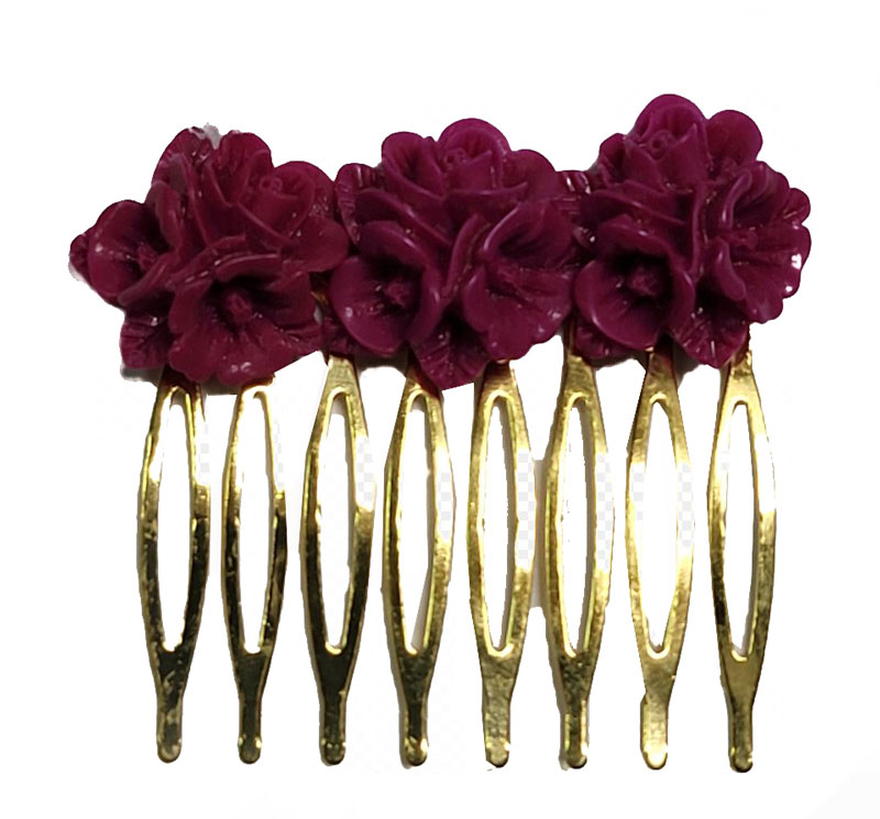 Flamenco Hair Comb with 3 Bougainvillea Flowers